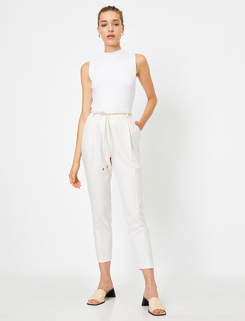 Yüksek Bel Pileli Pantolon