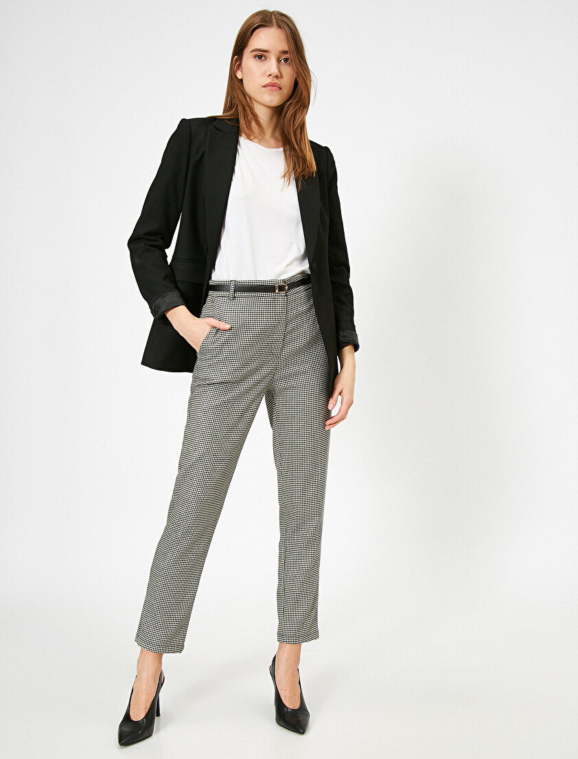 Kemerli Ekose Pantolon