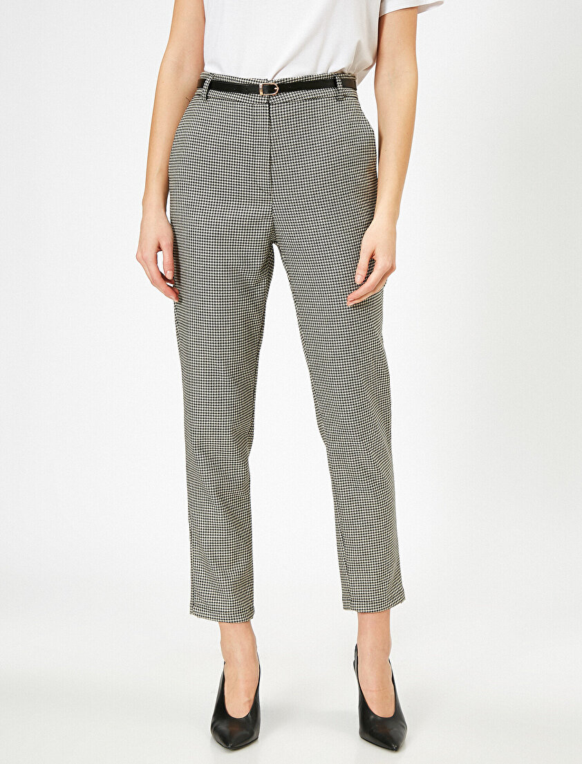 Kemerli Ekose Pantolon