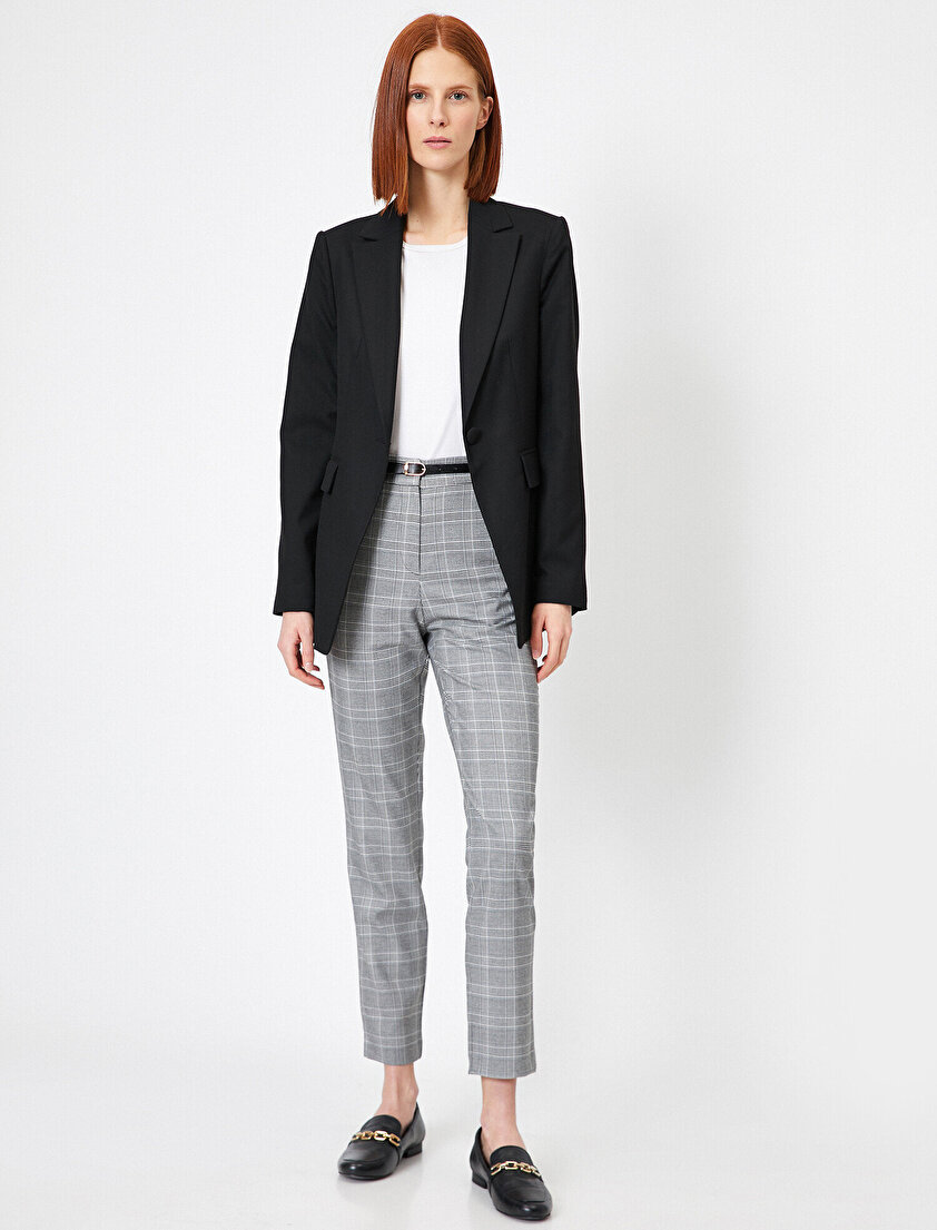 Kemerli Ekoseli Pantolon