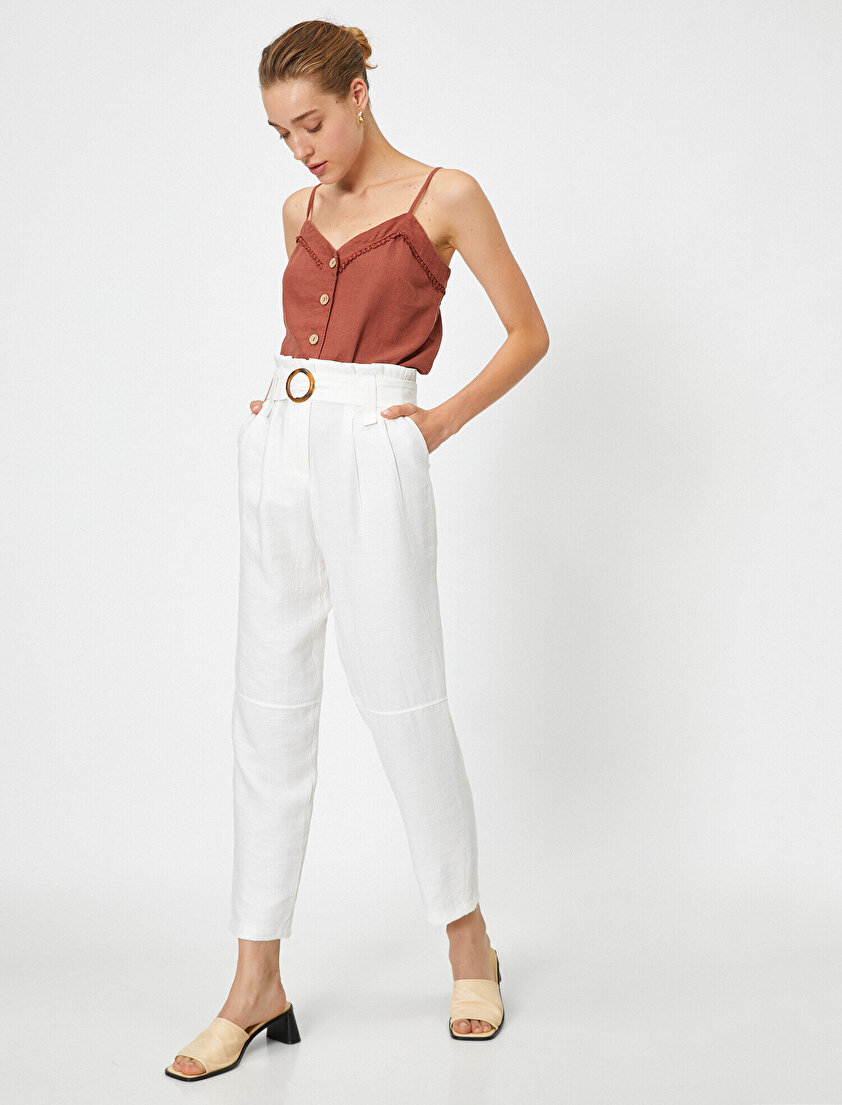 Kemer Detaylı Yüksek Bel Pantolon