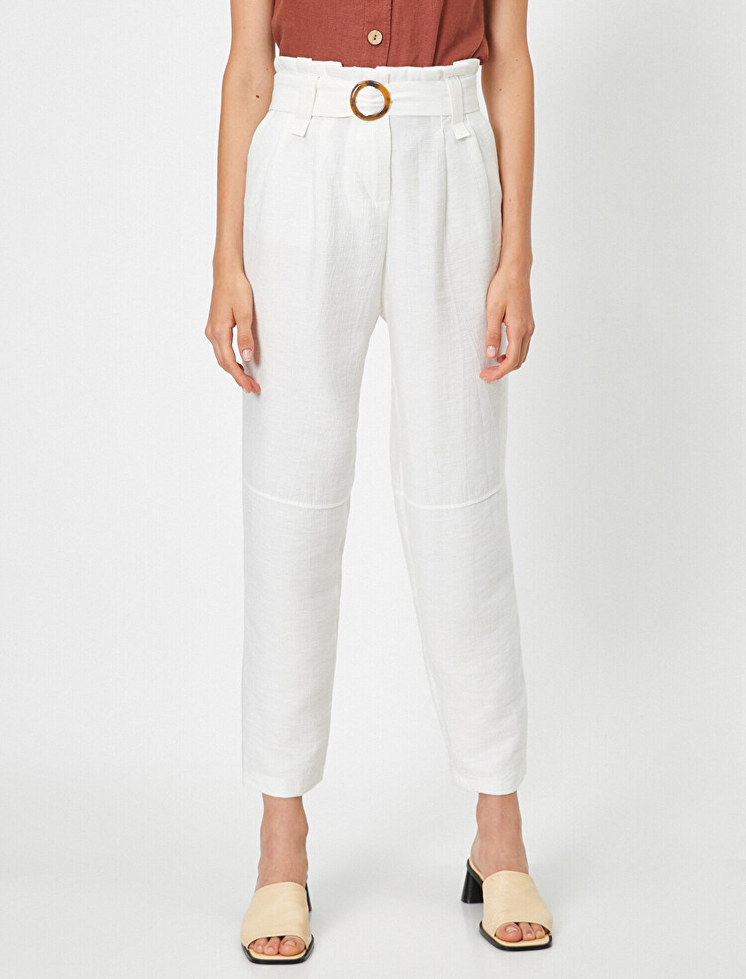 Kemer Detaylı Yüksek Bel Pantolon