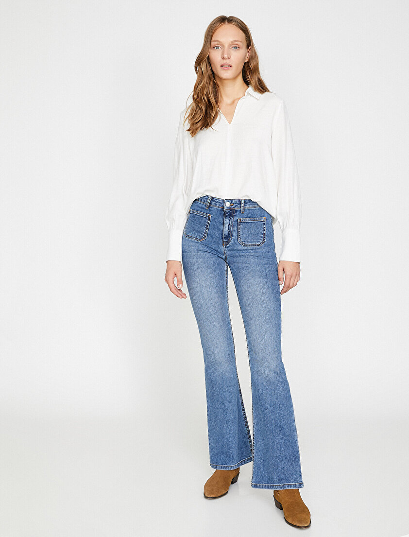 İspanyol Paça Jean Pantolon