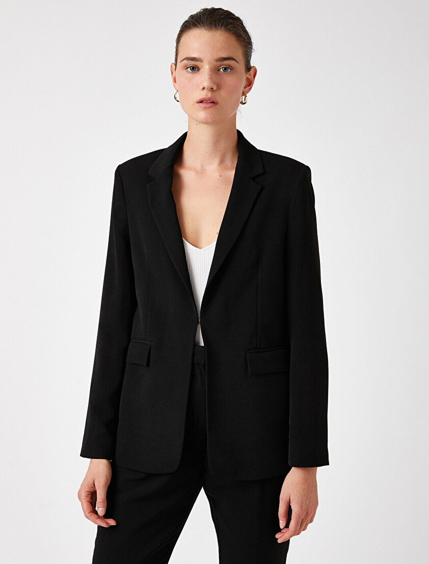 Cep Detaylı Uzun Ceket