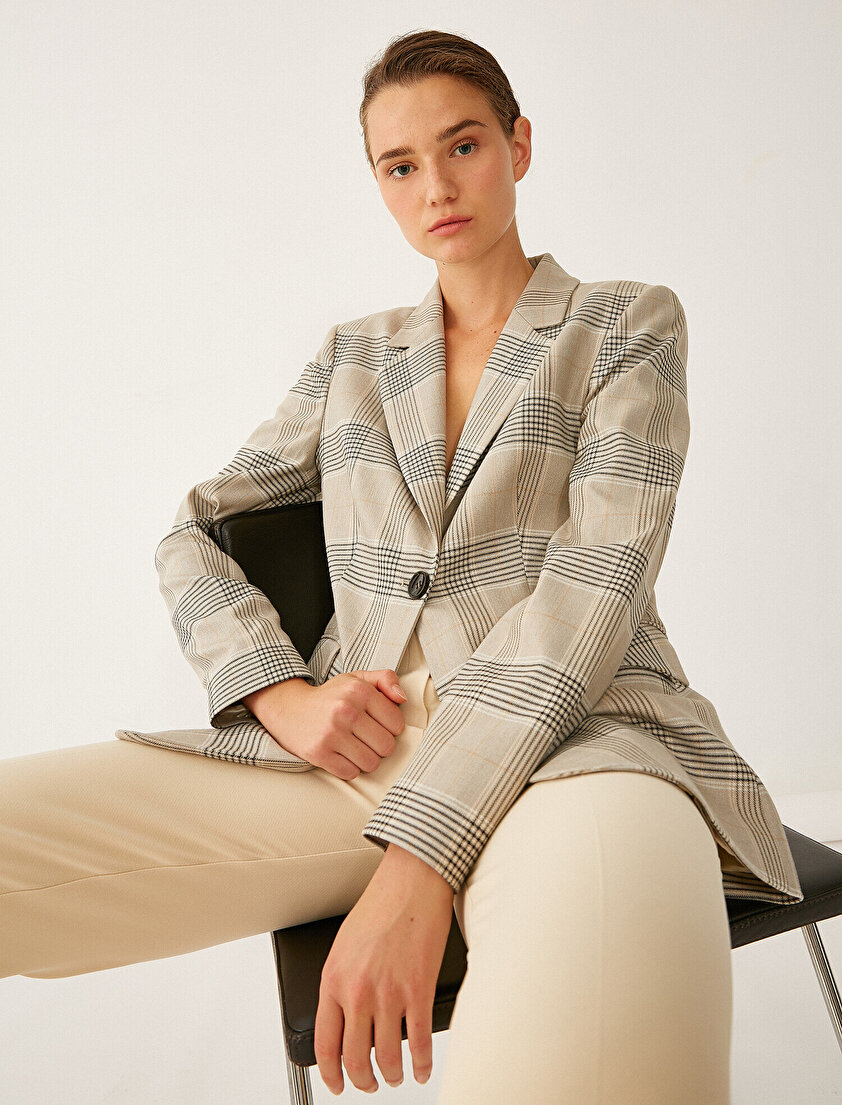 Ekoseli Blazer Ceket