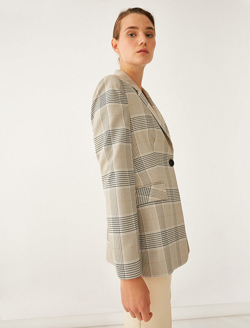 Ekoseli Blazer Ceket