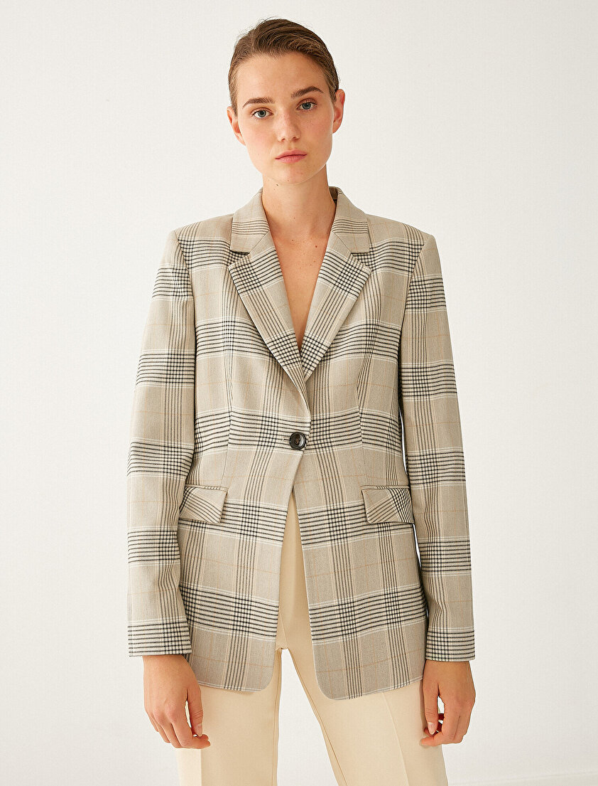 Ekoseli Blazer Ceket