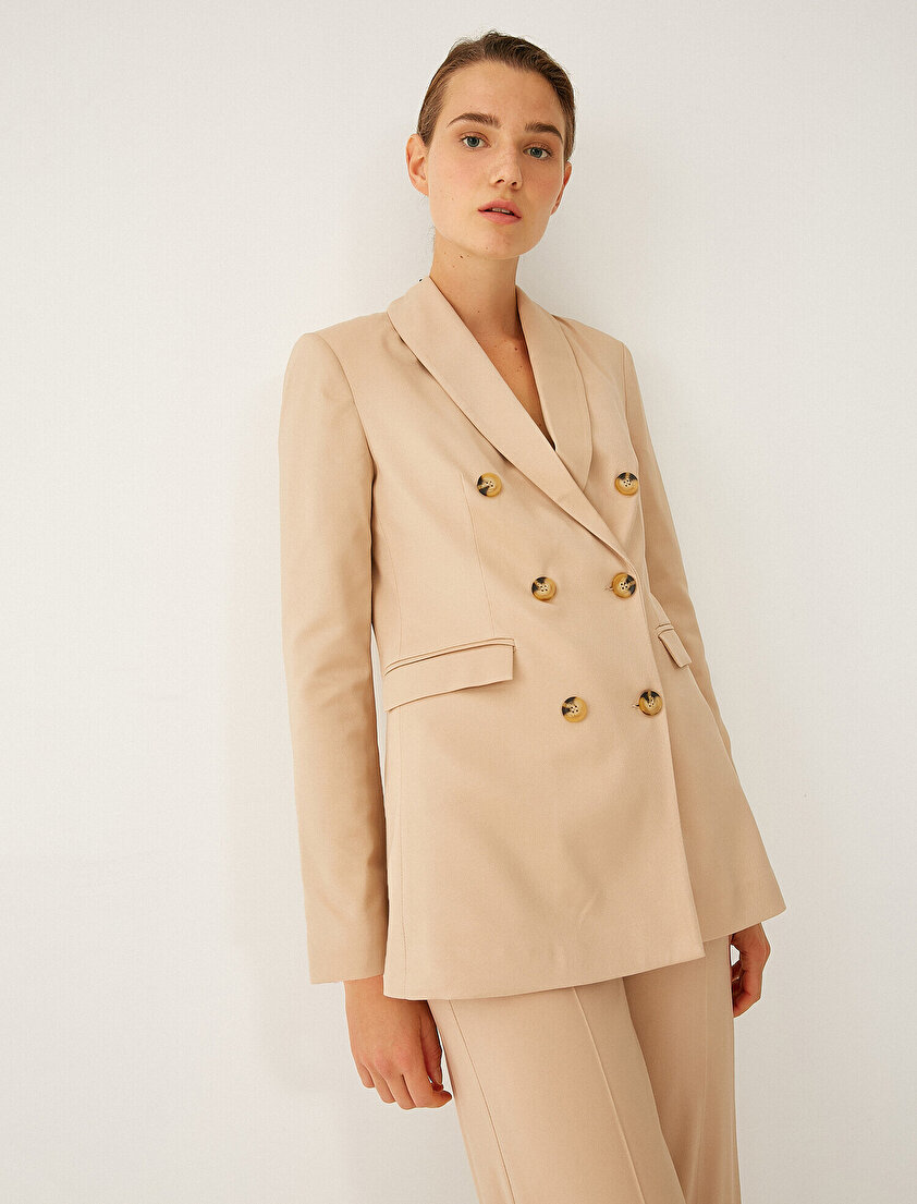 Düğme Detaylı Kruvaze Blazer Ceket