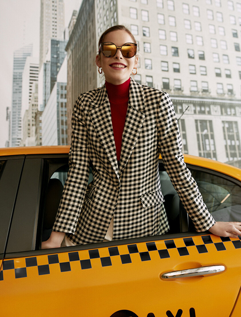 Ekoseli Blazer Ceket