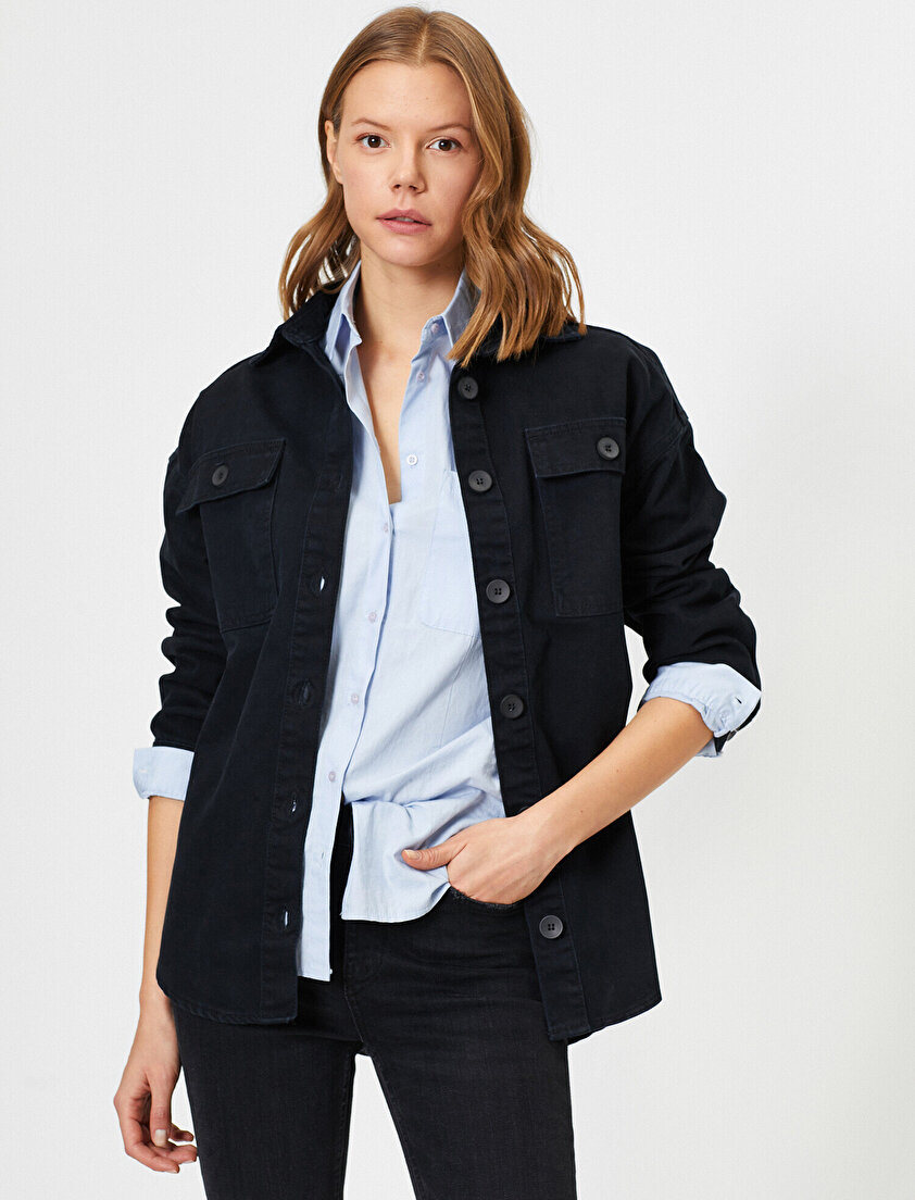 Cep Detaylı Jean Gömlek