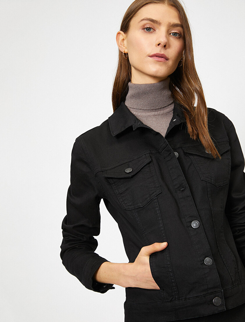 Düğme Detaylı Jean Jacket