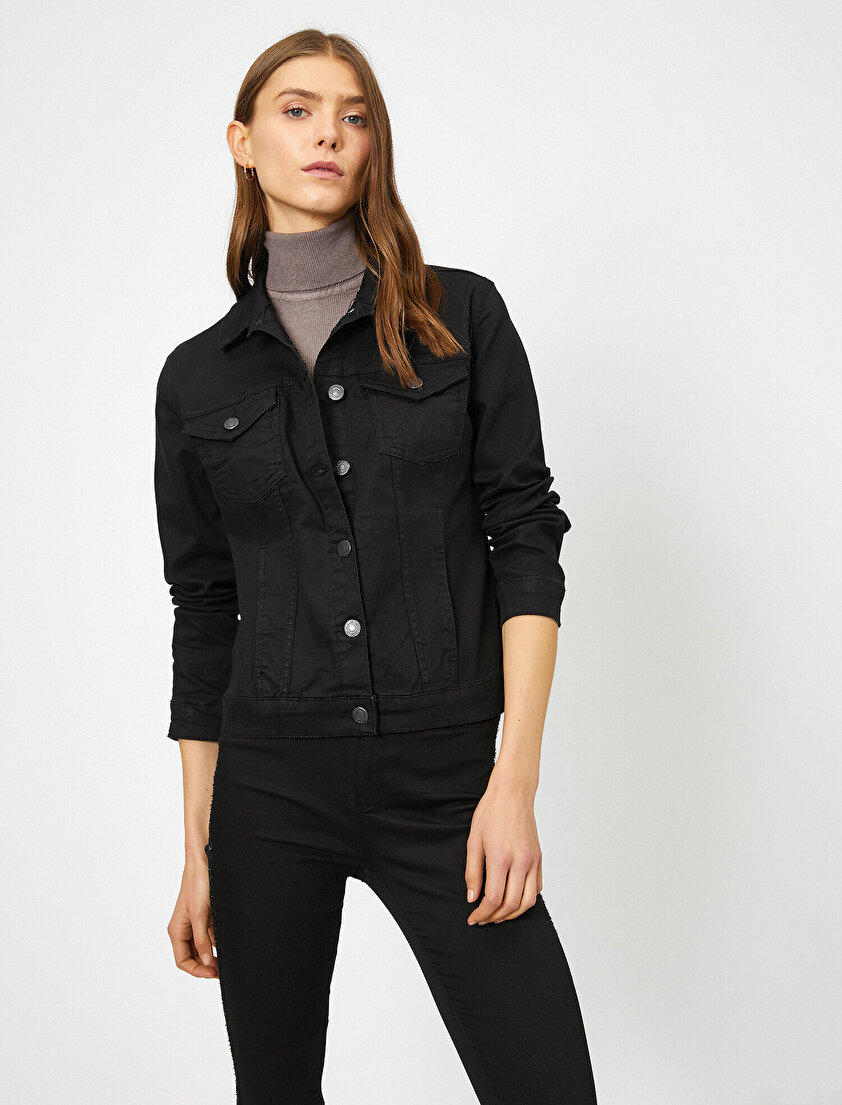 Düğme Detaylı Jean Jacket