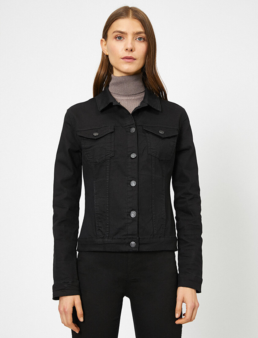 Düğme Detaylı Jean Jacket