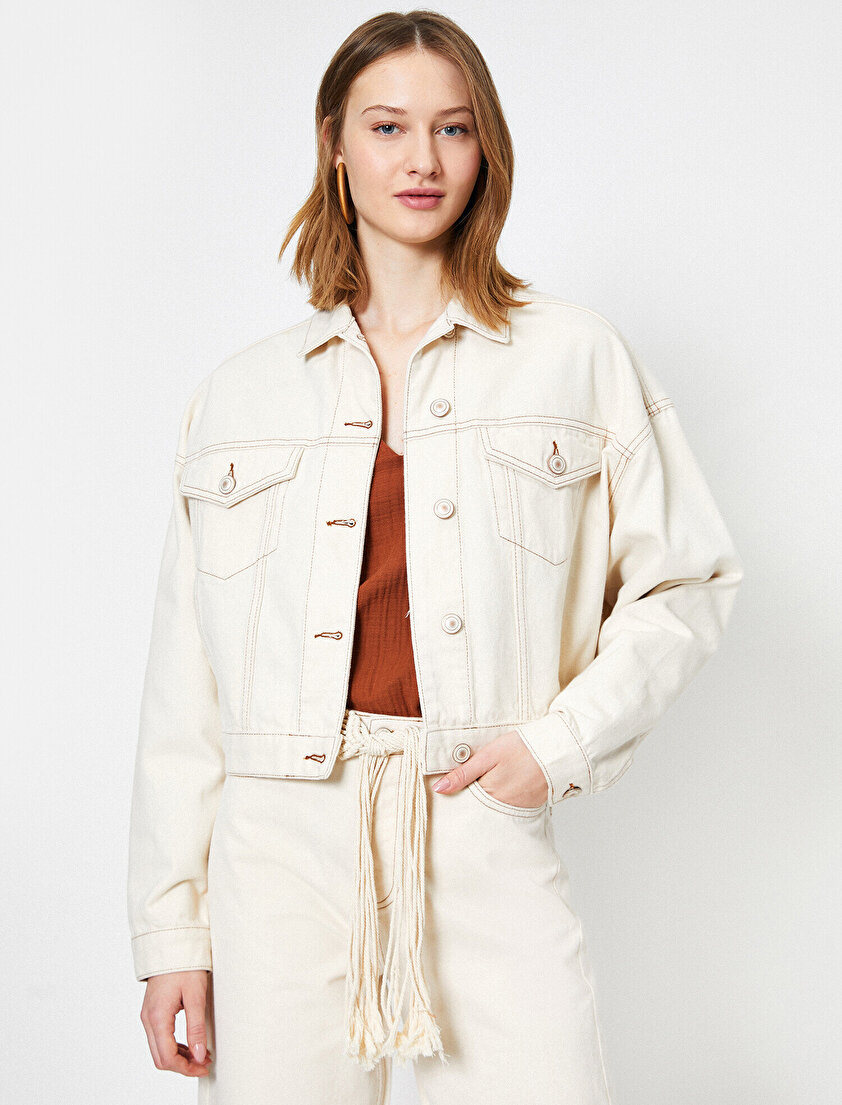 El Emeği Püskül Detaylı Jean Ceket