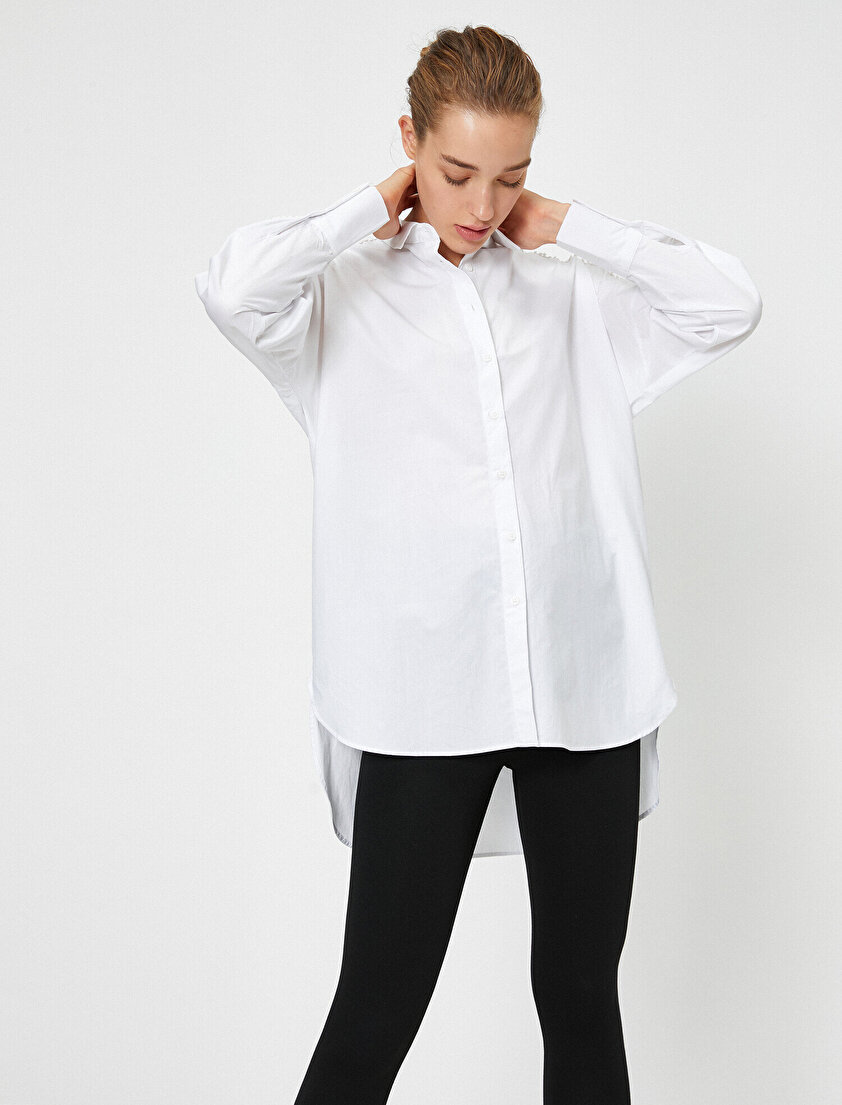 Uzun Kollu Gömlek Yaka Brode Bluz