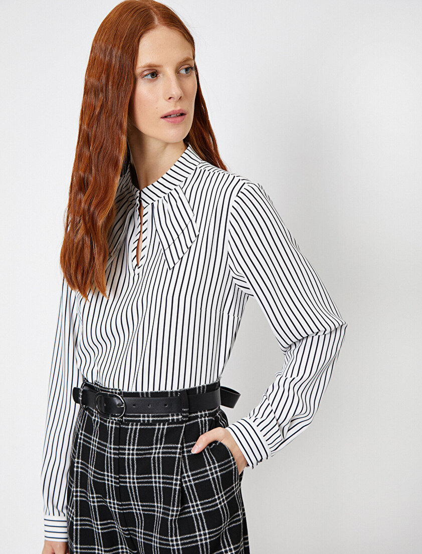 Uzun Kollu Çizgili Bluz