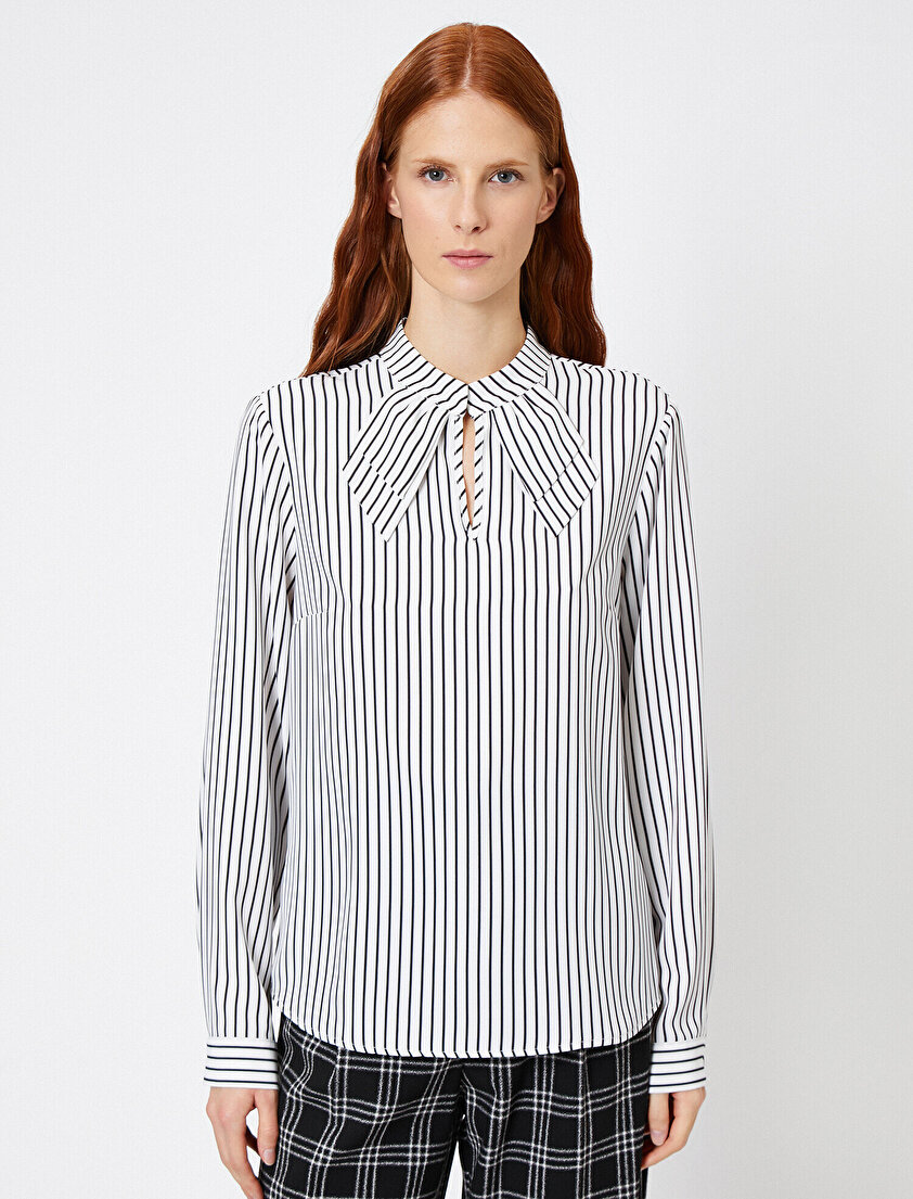 Uzun Kollu Çizgili Bluz