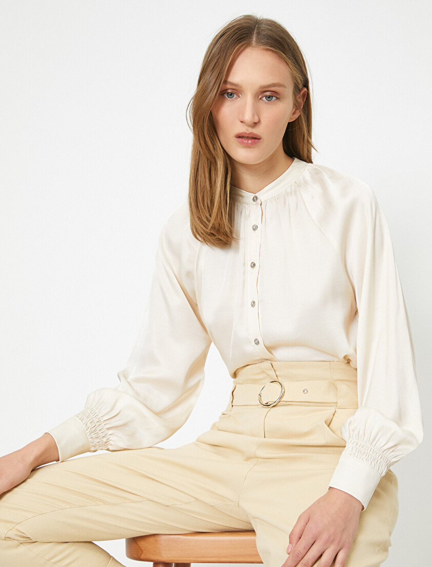 Uzun Kollu Saten Gömlek