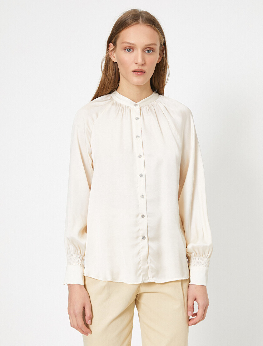 Uzun Kollu Saten Gömlek