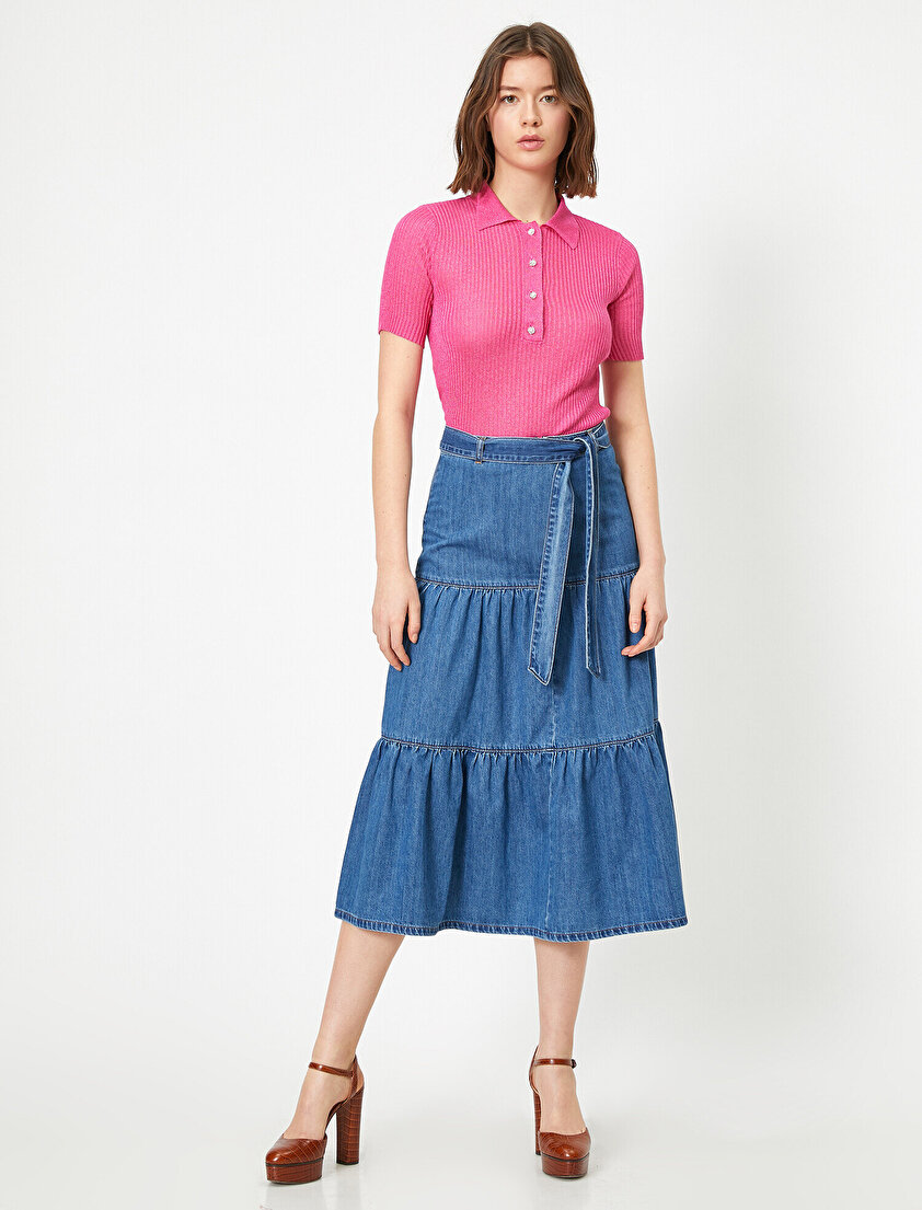 Skirtly Yours Styled by Melis Ağazat Beli Bağlamalı Jean Etek