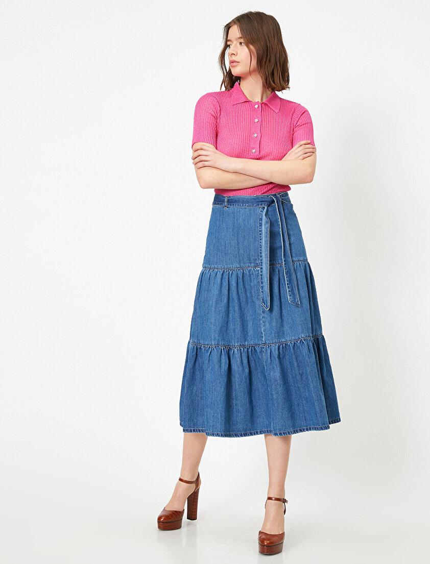 Skirtly Yours Styled by Melis Ağazat Beli Bağlamalı Jean Etek