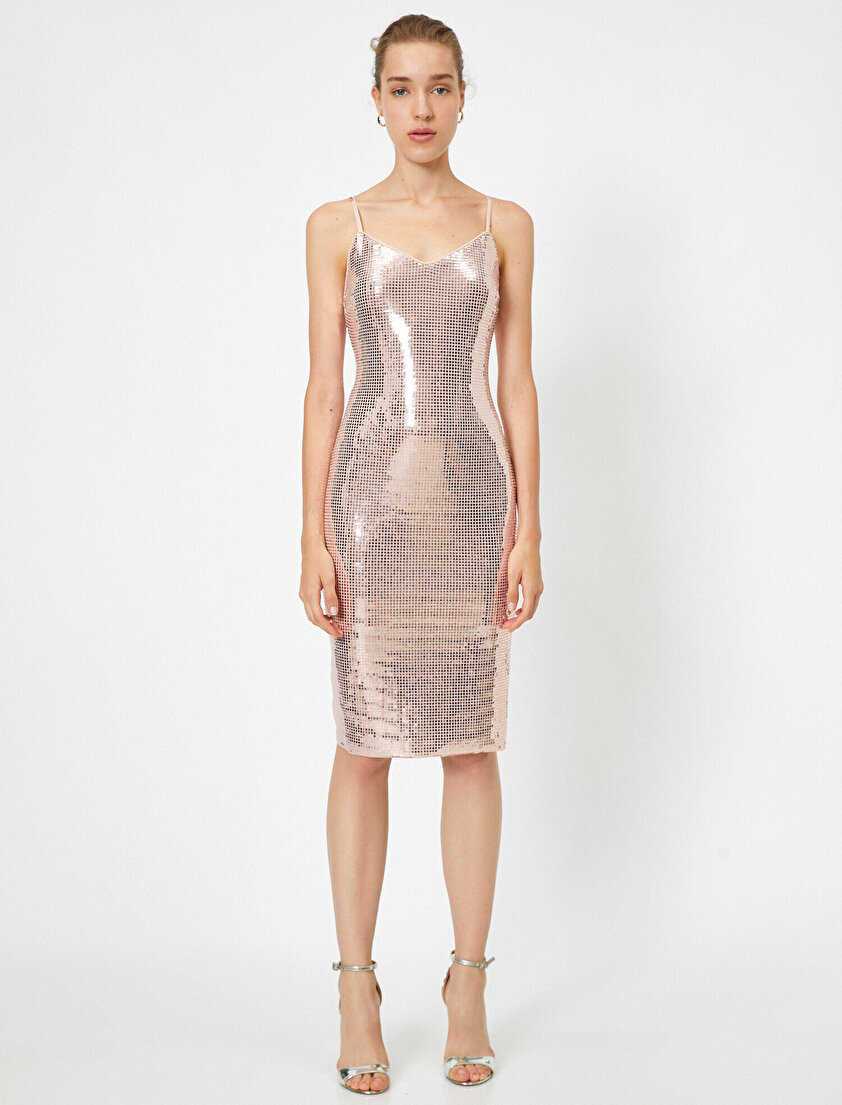 Askılı Parlak Elbise