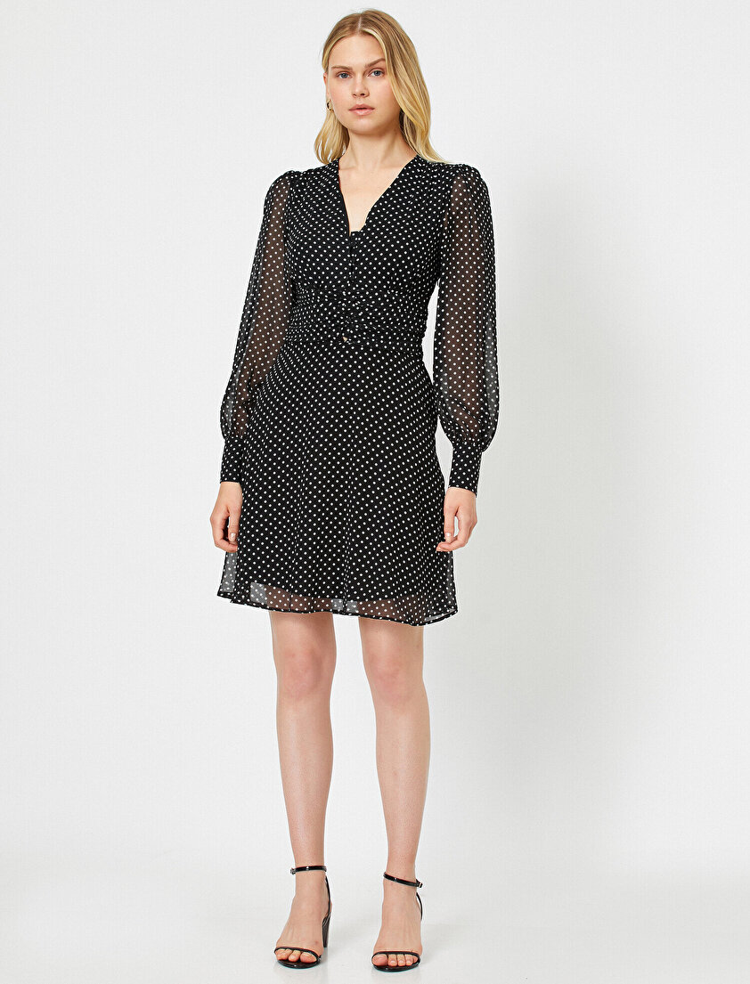 Puantiye Desenli Şifon Elbise