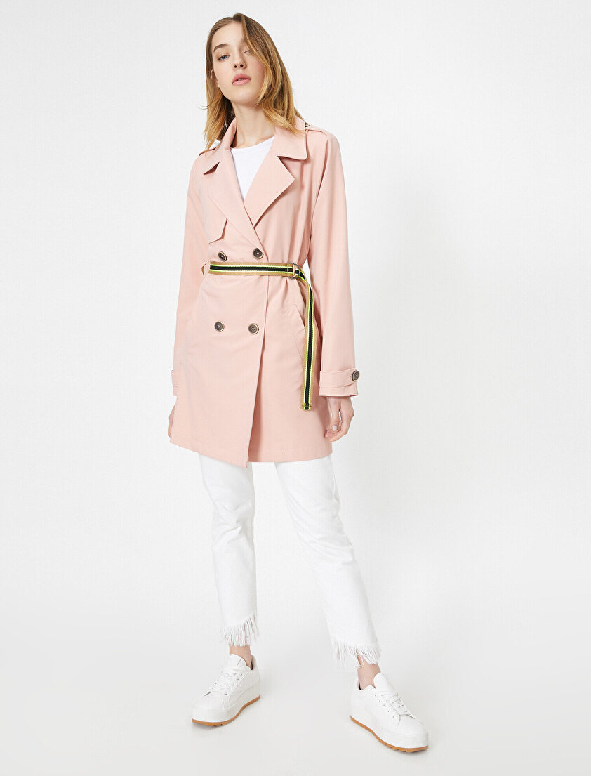 Düğme ve Cep Detaylı Trençkot