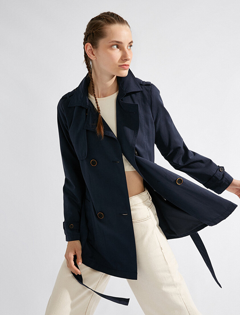 Düğmeli Midi Trençkot