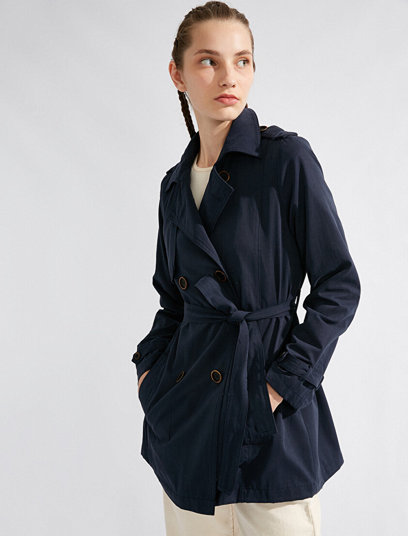 Düğmeli Midi Trençkot