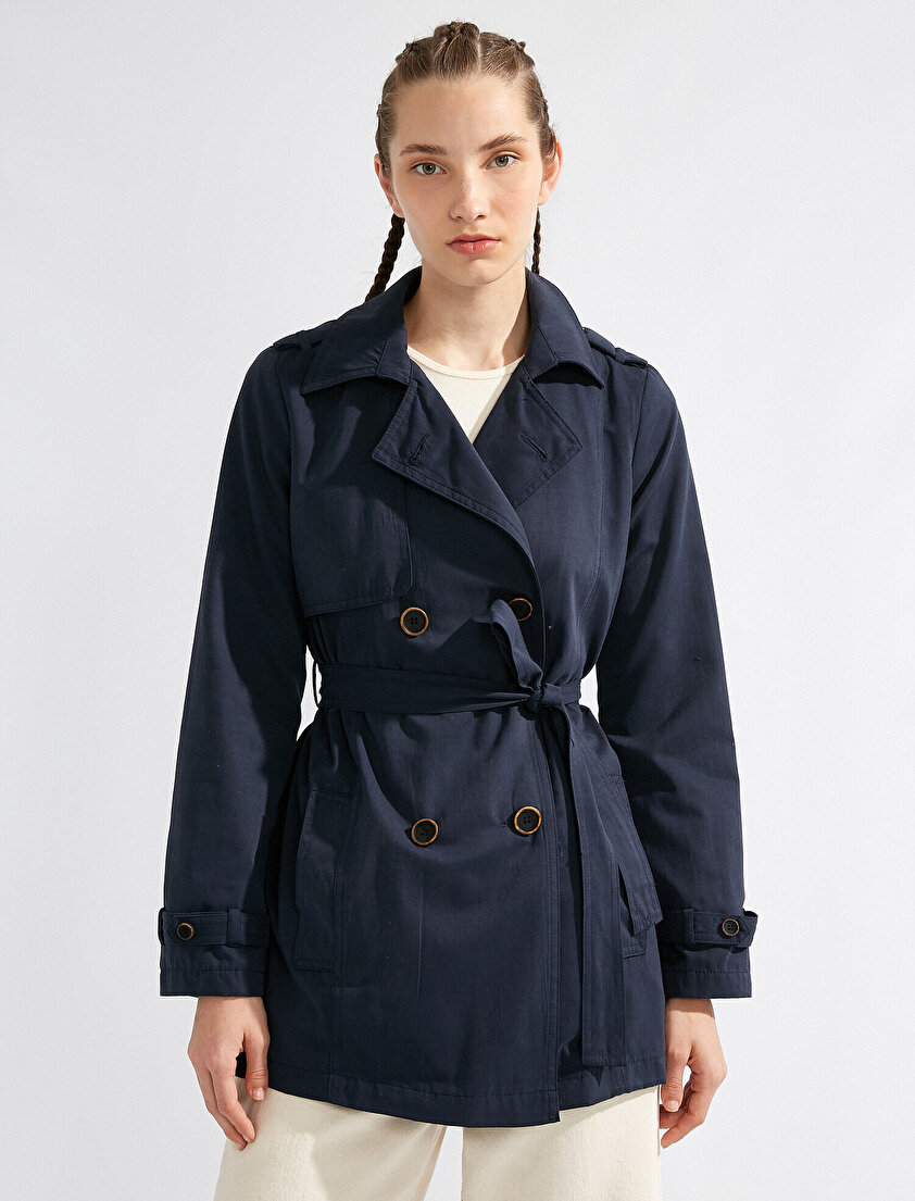 Düğmeli Midi Trençkot