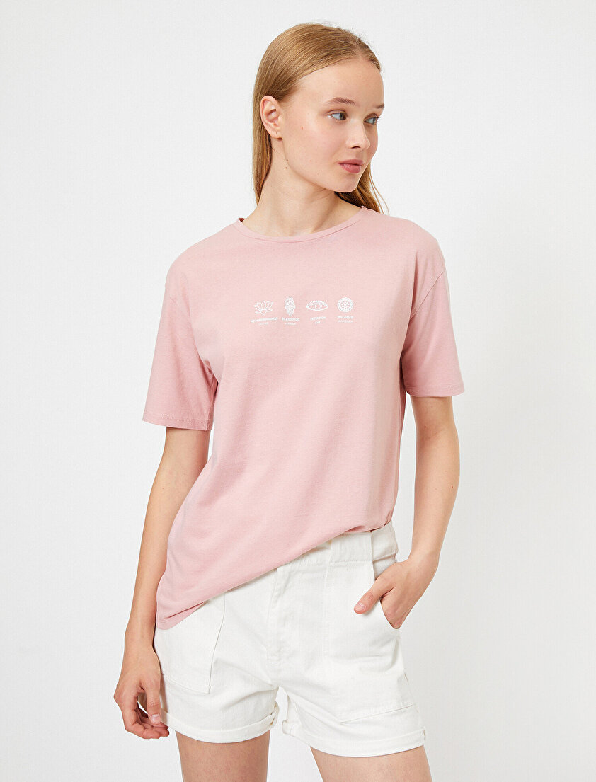 Baskılı Bisiklet Yaka Antibakteriyel Tişört