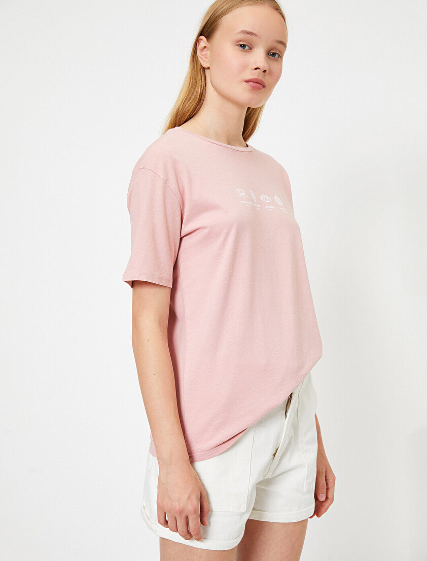 Baskılı Bisiklet Yaka Antibakteriyel Tişört