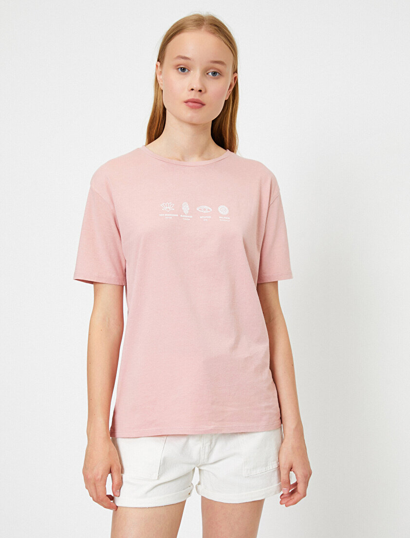 Baskılı Bisiklet Yaka Antibakteriyel Tişört