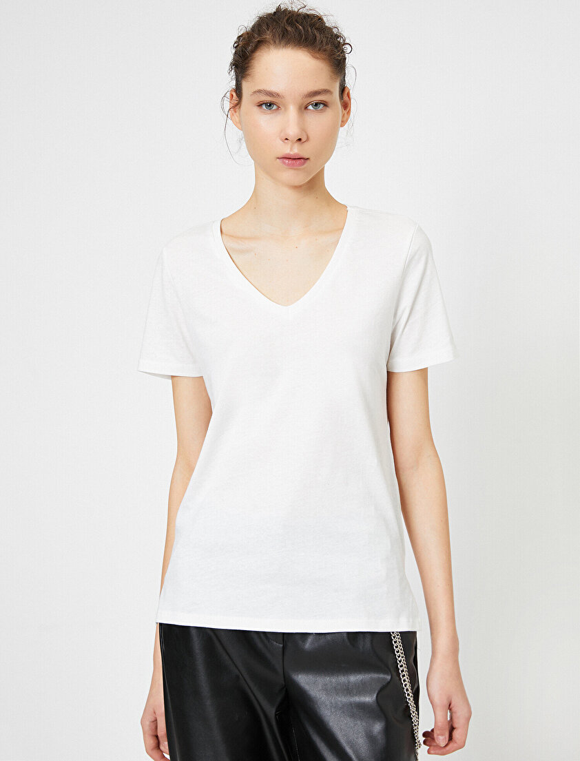 V Yaka Basic Kısa Kol Tişört