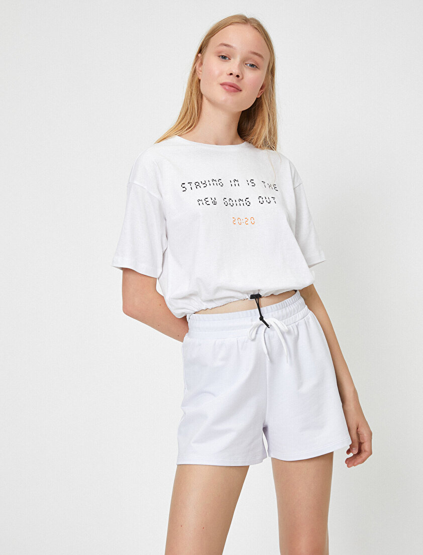 Pamuklu Kısa Kollu Yazılı Baskılı Tişört