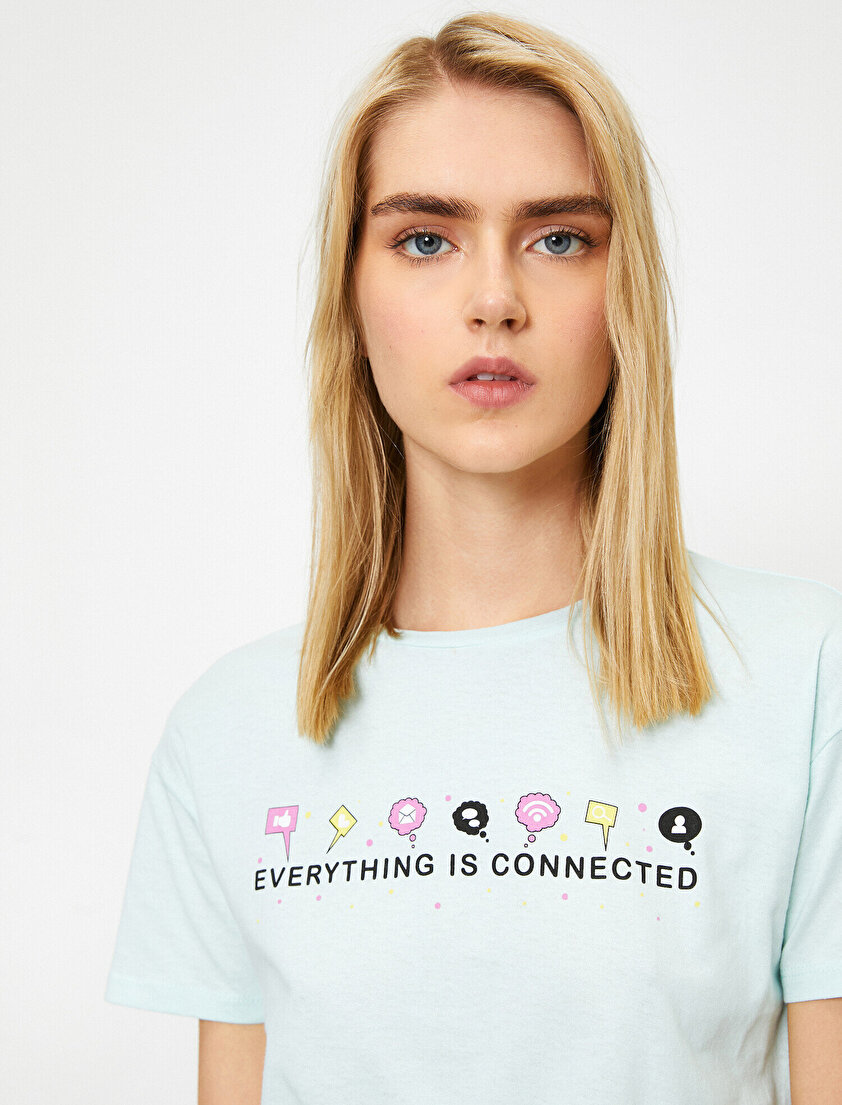 Pamuklu Kısa Kollu Baskılı Tişört