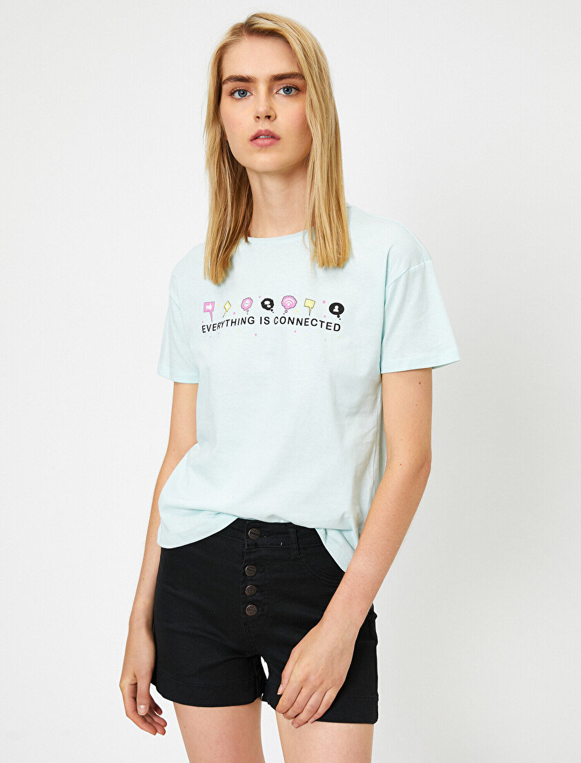 Pamuklu Kısa Kollu Baskılı Tişört