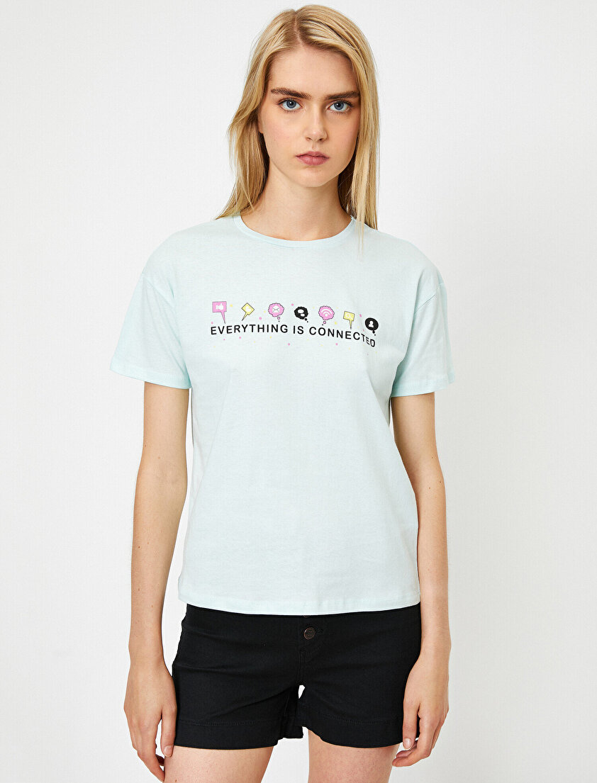 Pamuklu Kısa Kollu Baskılı Tişört