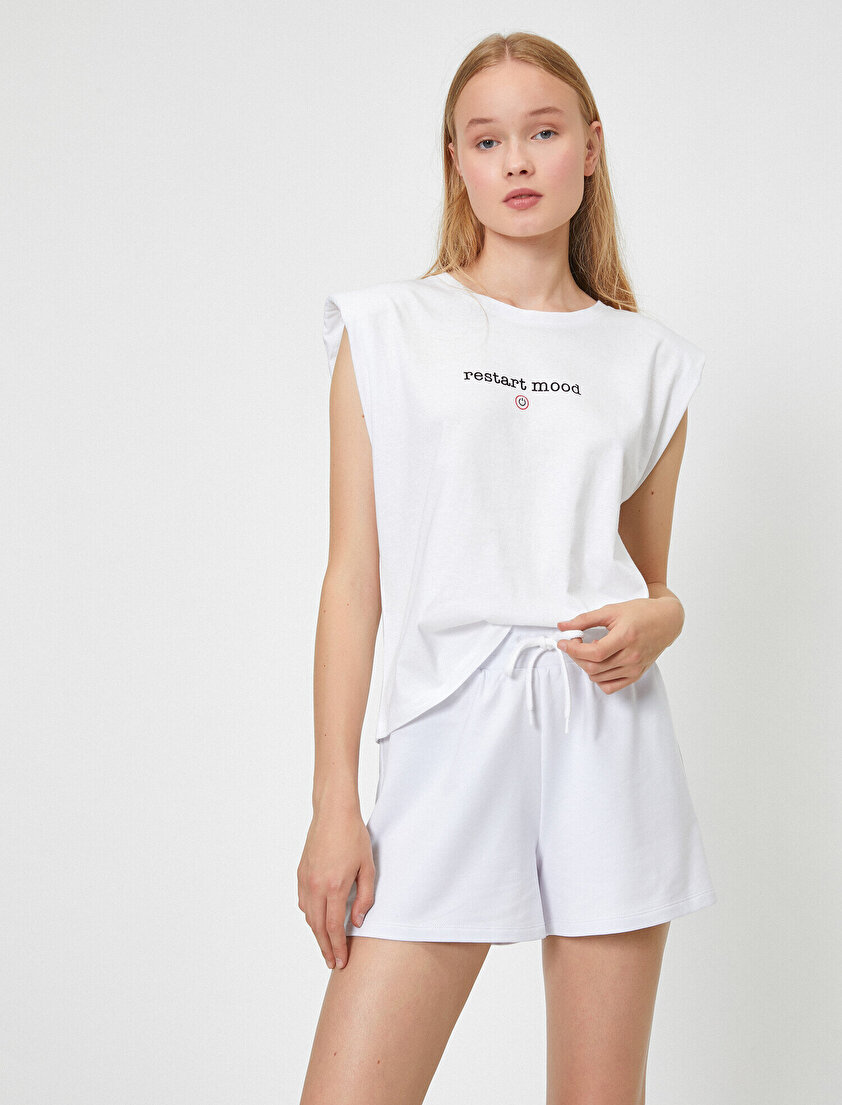 Bisiklet Yaka Kolsuz Yazılı Baskılı Tişört