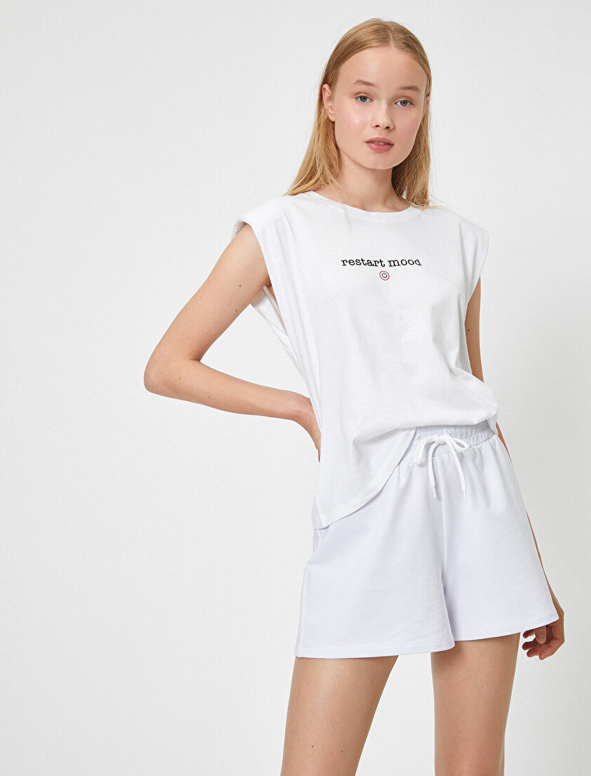 Bisiklet Yaka Kolsuz Yazılı Baskılı Tişört