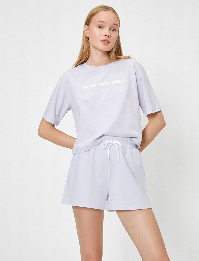 Yüksek Belli Bağlamalı Şort