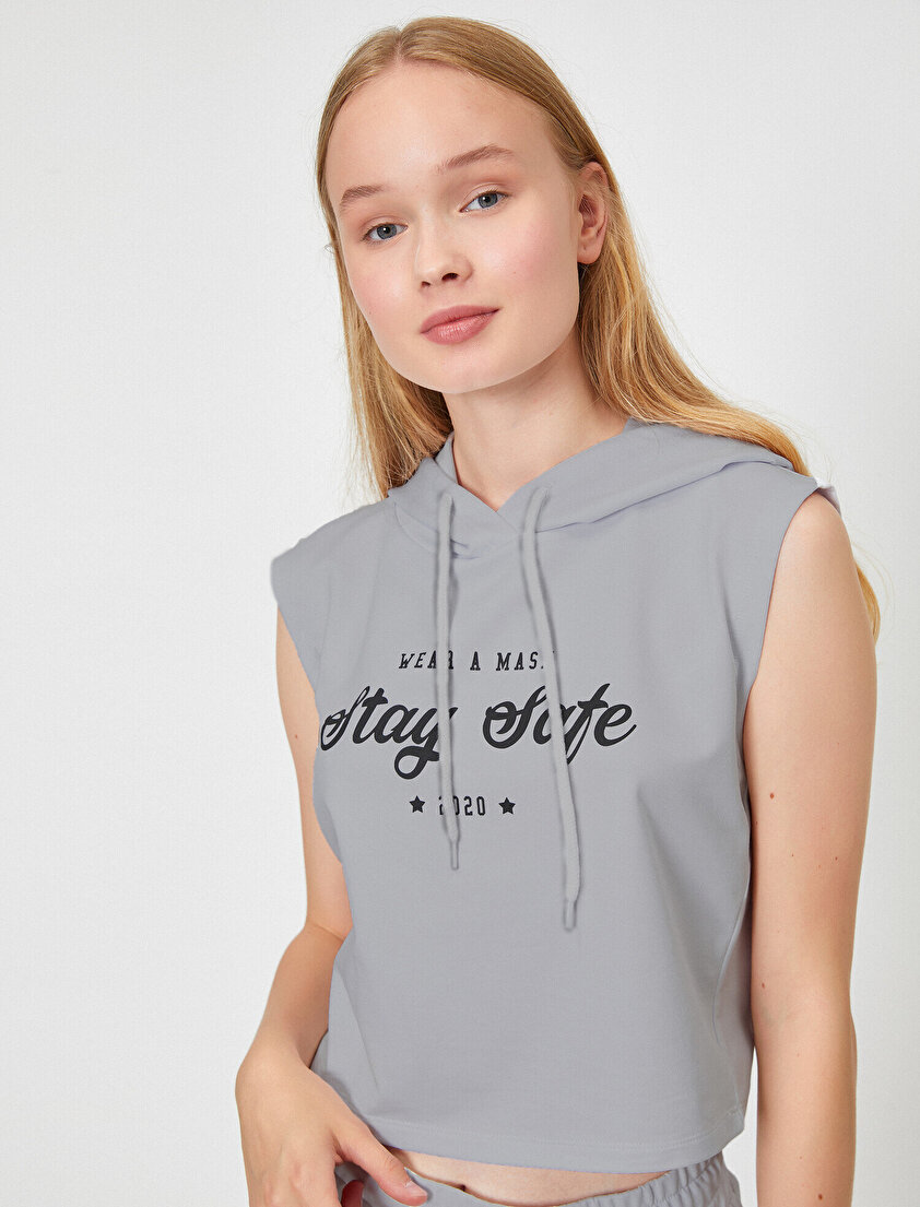 Kolsuz Kapüşonlu Yazılı Baskılı Atlet