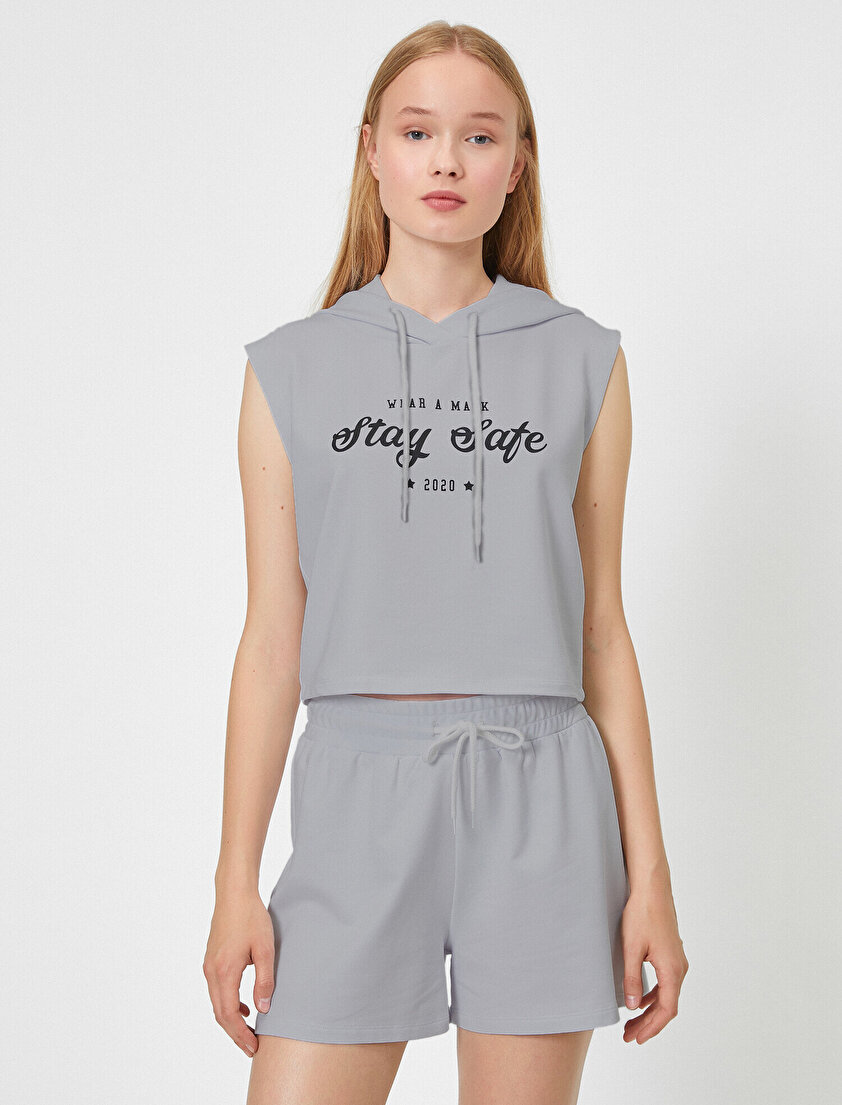 Kolsuz Kapüşonlu Yazılı Baskılı Atlet