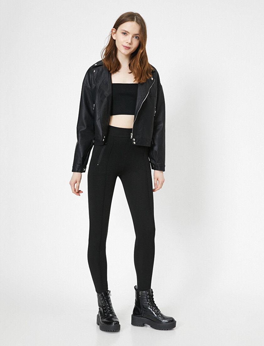 Fermuar Detaylı Tayt