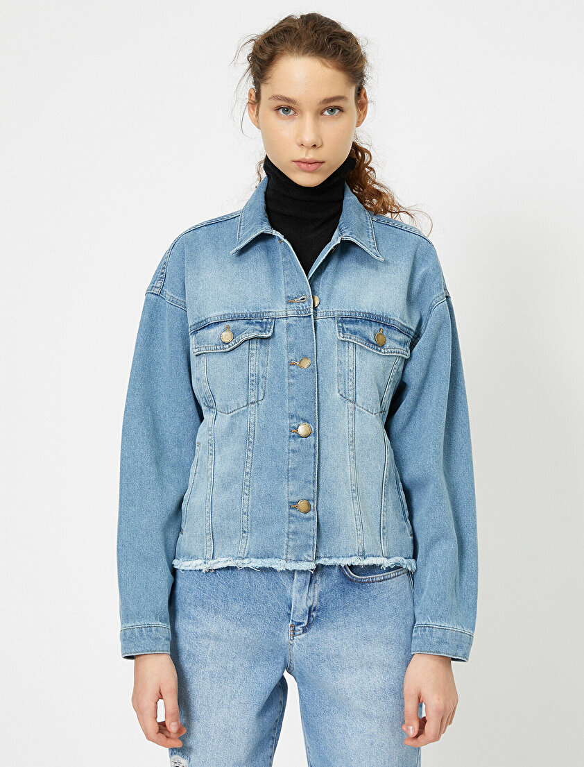 Cep Detaylı Jean Ceket