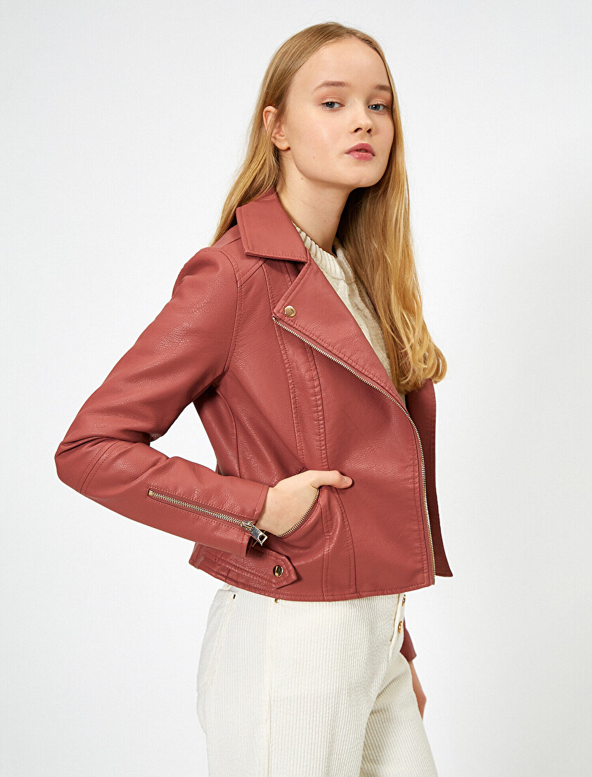 Suni Deri Motorcu Ceketi