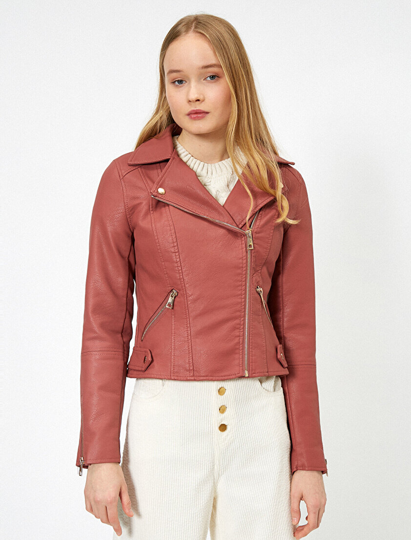 Suni Deri Motorcu Ceketi