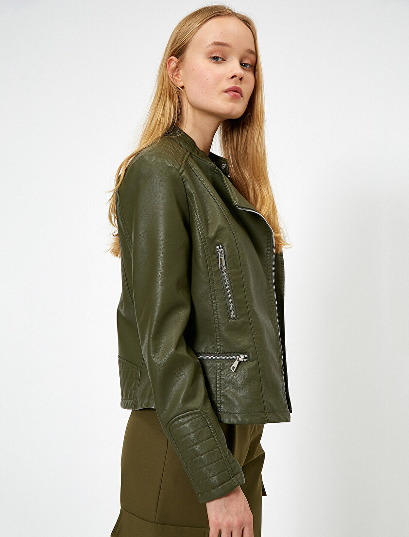 Suni Deri Motorcu Ceketi