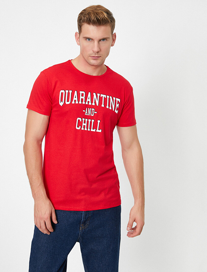 Yazılı Baskılı Kısa Kollu Tişört